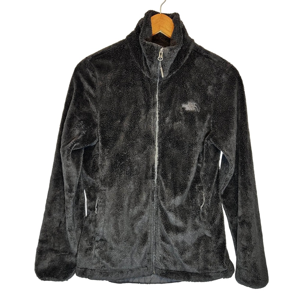 The North Face Full Zip Jacket Women's S Black‎ Fuzzy Fleece Plush Zip Pockets